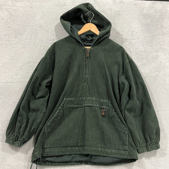 Vintage‎ EXPRESS Jacket Mens Small Corduroy Hoodie Anorak 90s Zip French Y2K 90s - Picture 1 of 12